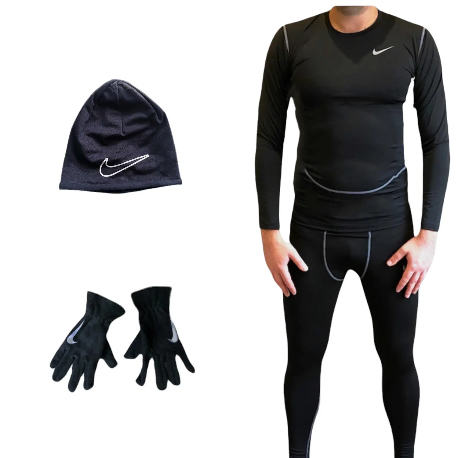 Комплект термобелья на флисе Nike + шапка + перчатки